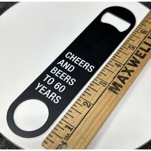 NEW 60th Birthday Beer Bottle Opener Heavy Duty Black Metal Bar Tool Gift